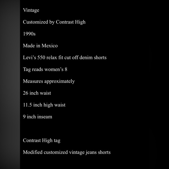 Levi's 90s Relaxed Fit Black Distressed Jean Shorts Vintage - 26 x 9” inseam - Picture 9 of 9